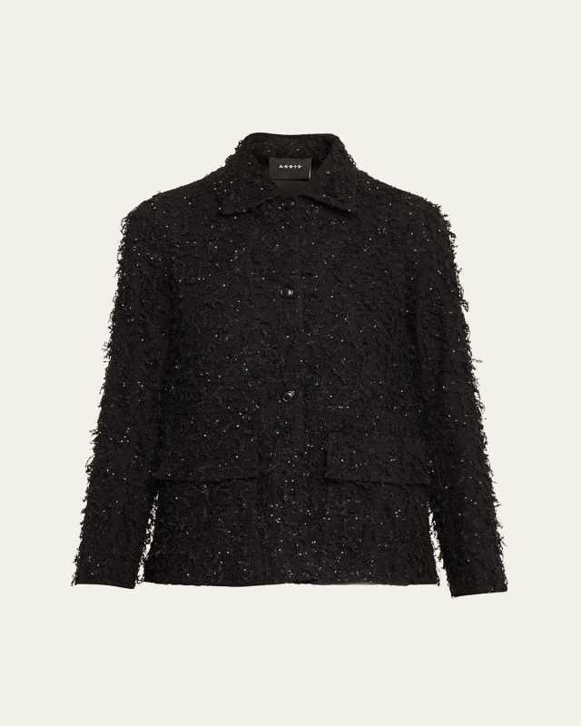 Tomma Fringe Boucle Sequined Shirt Jacket